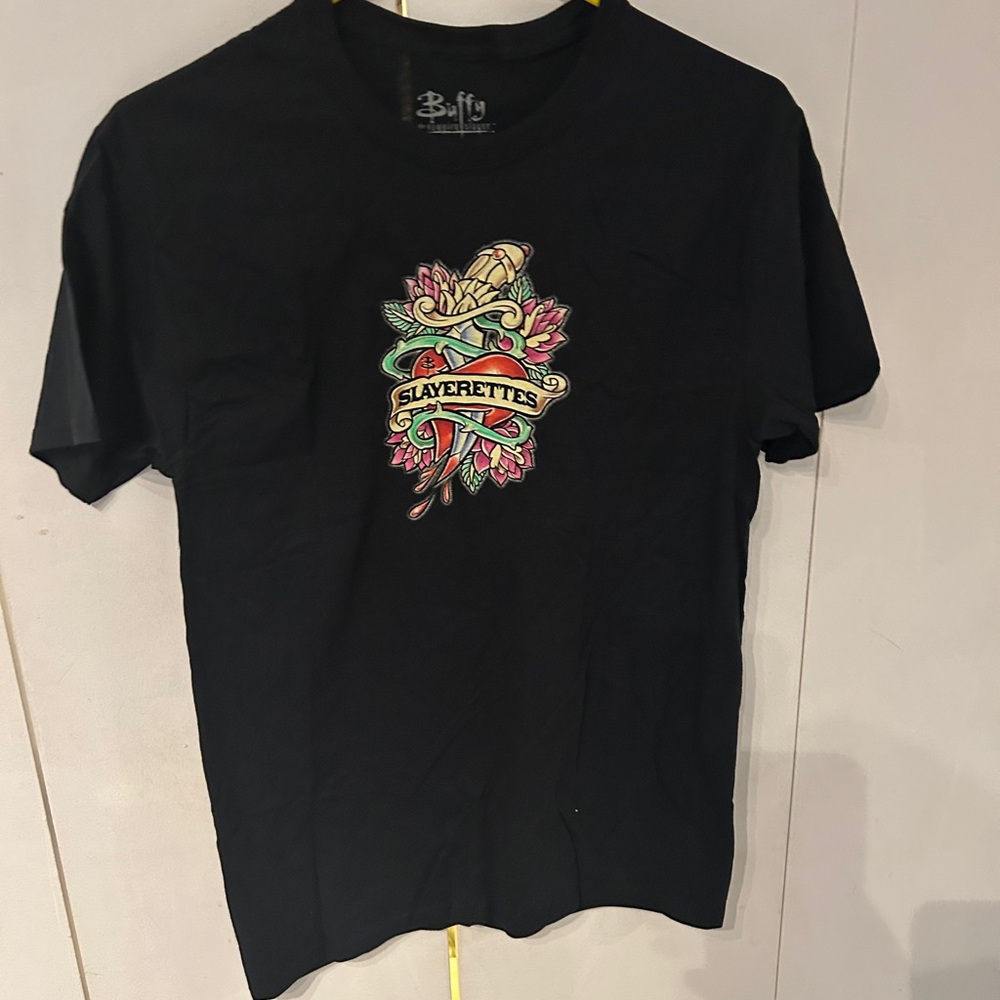 Buffy The Vampire Slayer Black Short Sleeve Tee with Graphic Design Slayerettes - Picture 9 of 12
